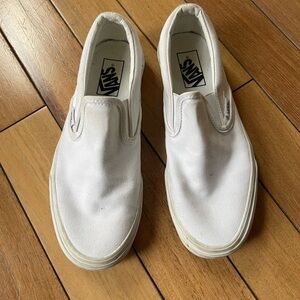 Vans Classic Slip-On White Canvas Sneakers Unisex Men 6.5 / Women 8